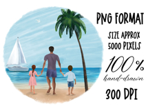 Beach Family People Clipart| Sublimation design | Hand drawn Product Image 2