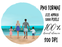 Beach Family People Clipart| Sublimation design | Hand drawn Product Image 2