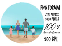 Beach Family People Clipart| Sublimation design | Hand drawn Product Image 2
