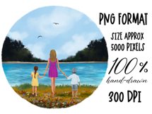 Beach Family People Clipart| Sublimation design | Hand drawn Product Image 3