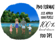 Beach Family People Clipart| Sublimation design | Hand drawn Product Image 4