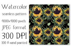 Watercolor sunflower digital paper. Seamless pattern Product Image 3