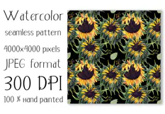 Watercolor sunflower digital paper. Seamless pattern Product Image 3