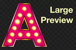 Pink marquee letter with bulb light PNG movie retro alphabet Product Image 3