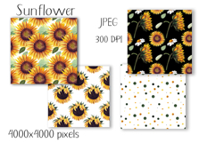 Watercolor sunflower digital paper. Seamless pattern Product Image 2