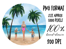 Beach Family People Clipart| Sublimation design | Hand drawn Product Image 3