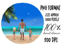 Beach Family People Clipart| Sublimation design | Hand drawn Product Image 5