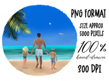 Beach Family People Clipart| Sublimation design | Hand drawn Product Image 5