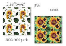 Watercolor sunflower digital paper. Seamless pattern Product Image 2