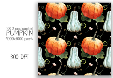 Watercolor Pumpkin Seamless pattern. Digital paper Product Image 5