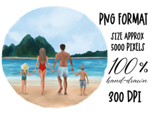 Beach Family People Clipart| Sublimation design | Hand drawn Product Image 4
