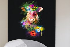 Cow Watercolor Flowers Sublimation Clipart PNG JPG Product Image 3