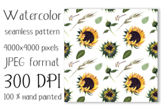 Watercolor sunflower digital paper. Seamless pattern Product Image 3