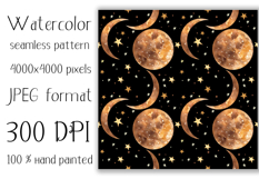 Watercolor Moon and Stars Seamless Patterns Product Image 4