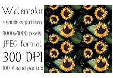Watercolor sunflower digital paper. Seamless pattern Product Image 3