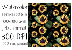 Watercolor sunflower digital paper. Seamless pattern Product Image 3
