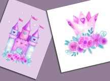 Watercolor princess clipart | Castle crown carriage clip art Product Image 2