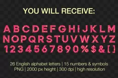 Pink marquee letter with bulb light PNG movie retro alphabet Product Image 5