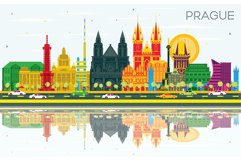 Prague Czech Republic City Skyline with Color Buildings. Product Image 1