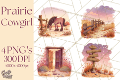 Cowgirl Clipart for Invitations, Western Horses and Props Product Image 1