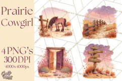 Cowgirl Clipart for Invitations, Western Horses and Props Product Image 1