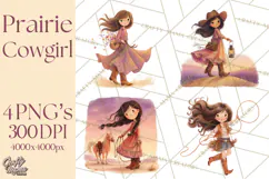 Cowgirl Clipart for Invitations, Western Horses and Props Product Image 1