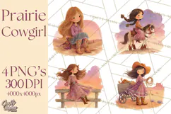 Cowgirl Clipart for Invitations, Western Horses and Props Product Image 1
