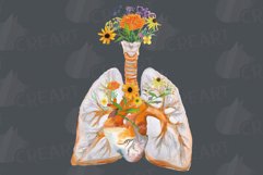 Prairie flowers anatomical lungs with heart floral design. Product Image 10