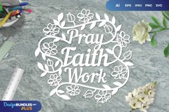 Pray Faith Work Papercut SVG Product Image 1