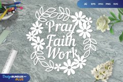 Pray Faith Work Papercut SVG Product Image 1