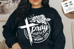 Pray more worry less svg, Faith SVG, Floral cross svg Product Image 2