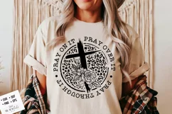 Pray on it svg, Faith SVG, Floral cross svg, Leopard svg Product Image 2