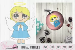 Praying Christmas angel, Kawaii angel, Cute angel girl, Product Image 1