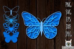3d layered butterfly svg, multilayered SVG, laser cut file. Product Image 1