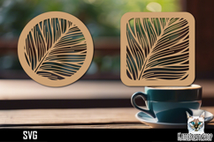Lasercut Coasters tropical leaf, coaster svg cut fi Product Image 1