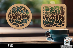 Lasercut Coasters Flower, Floral coaster svg cut file Product Image 1