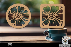 Lasercut Coasters Flower, Floral coaster svg cut file Product Image 1