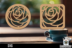 Lasercut Coasters Flower, Floral coaster svg cut file Product Image 1