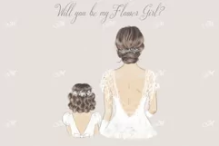 Bride & FlowerGirl Illustration Product Image 3