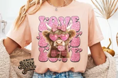 Highland Cow Valentines Coquette PNG | DTF and Sublimation Product Image 1