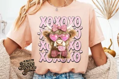 Highland Cow Valentines Coquette PNG | DTF and Sublimation Product Image 1