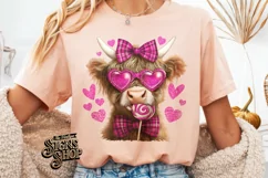 Highland Cow Valentines Coquette PNG | DTF and Sublimation Product Image 1