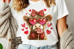 Highland Cow Valentines Coquette PNG | DTF and Sublimation Product Image 4