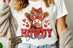 Highland Cow Valentines Coquette PNG | DTF and Sublimation Product Image 1