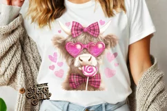 Highland Cow Valentines Coquette PNG | DTF and Sublimation Product Image 1
