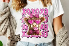 Highland Cow Valentines Coquette PNG | DTF and Sublimation Product Image 1