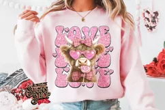 Highland Cow Valentines Coquette PNG | DTF and Sublimation Product Image 4