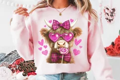 Highland Cow Valentines Coquette PNG | DTF and Sublimation Product Image 4