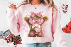 Highland Cow Valentines Coquette PNG | DTF and Sublimation Product Image 4