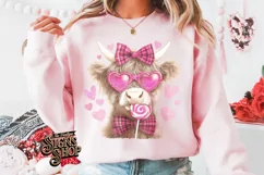 Highland Cow Valentines Coquette PNG | DTF and Sublimation Product Image 4